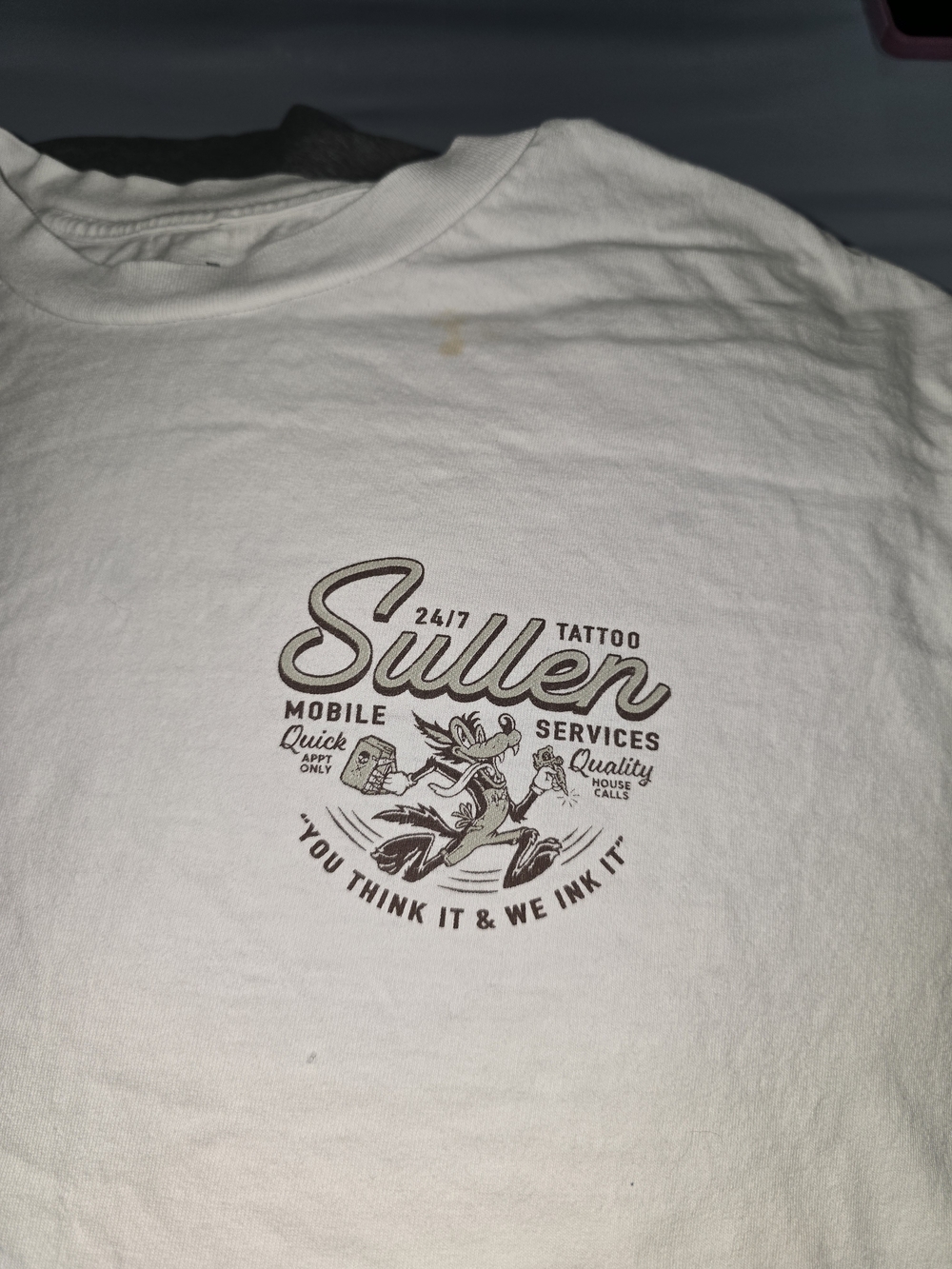 Sullen Tattoo Services Graphic Tee - White with Brown Print - Picture 9 of 9
